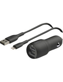 BOOST CHARGE DUAL USB-A CAR CHRGER 24W +USB-A TO LIGHTNING CABL