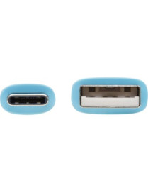 3FT SAFE-IT LIGHT BLUE USB-A TO USB C CABLE ANTIBACTERIAL M/M 