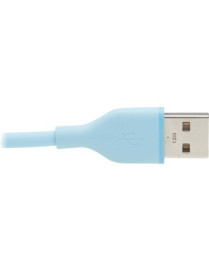 3FT SAFE-IT LIGHT BLUE USB-A TO USB C CABLE ANTIBACTERIAL M/M 