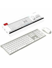 BLUETOOTH KEYBOARD AND MOUSE COMBO RECHARGEABLE ALUMINUM SILVER 